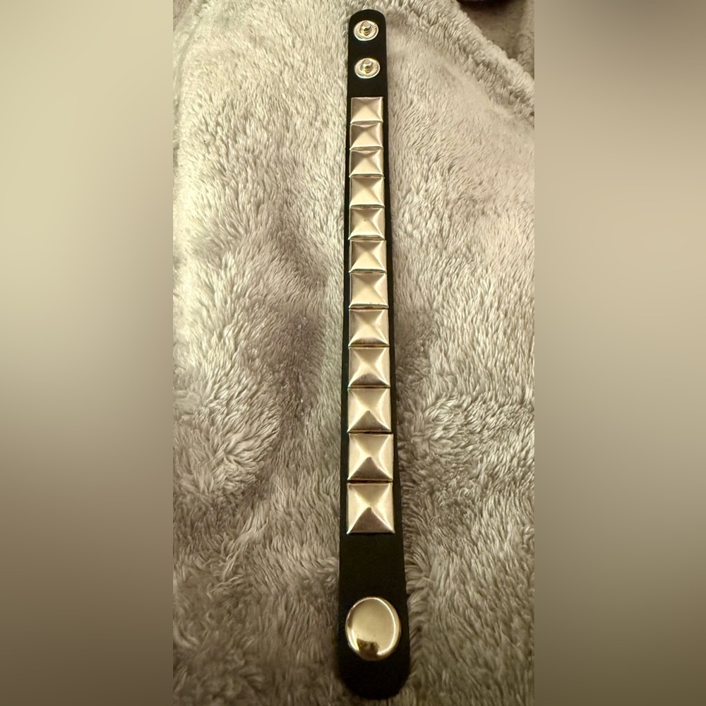 Silver and Black Studded Bracelet Set - Picture 3 of 6
